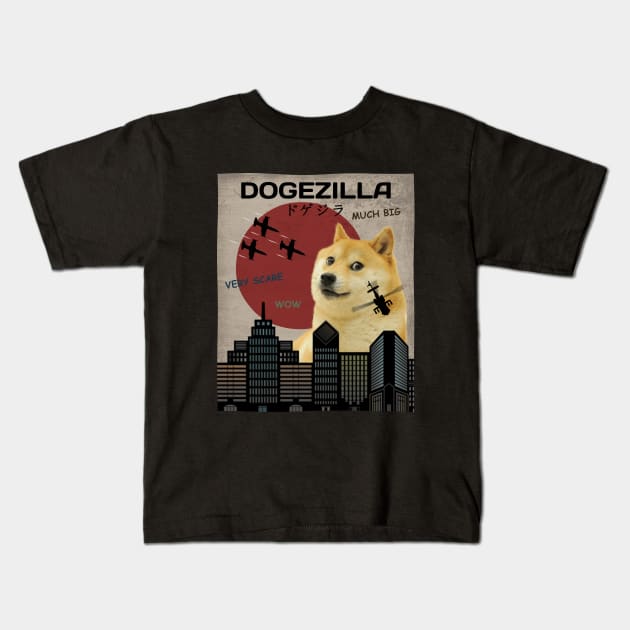 Dogezilla Kids T-Shirt by SunGraphicsLab